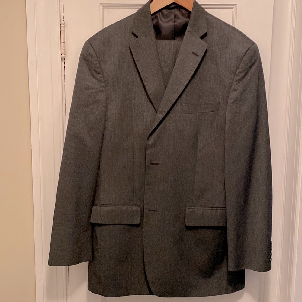 Haggar gray pinstripe suit; Size 42L